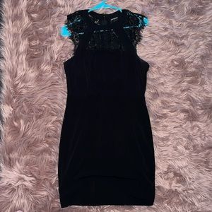 Express Mini Black Dress with Lace Detail